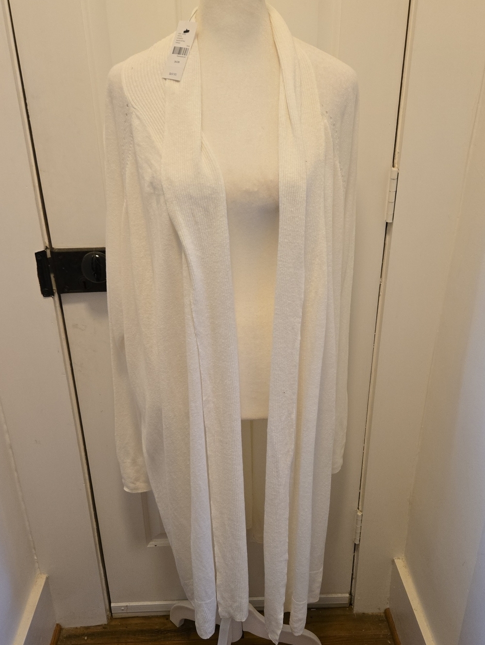 Lightweight White Open Front Duster Cardigan Linen Blend 26/28